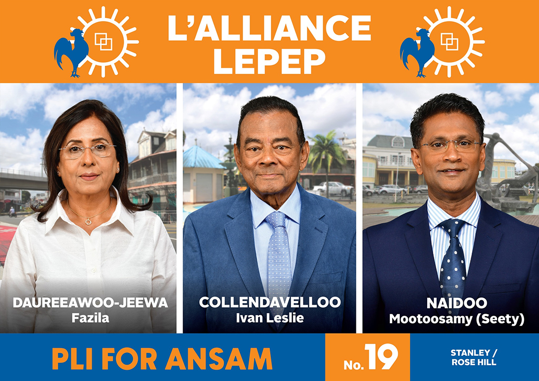 N° 19 (Stanley/Rose-Hill) : Fazila Jeewa-Daureeawoo (MSM), Ivan Collendavelloo (ML) et Seety Naidoo (ML).